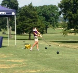 Baylie Webb hits a drive during the Drive, Putt & Chip competition in Tennessee Wednesday. (Photo courtesy Derek Webb) 
