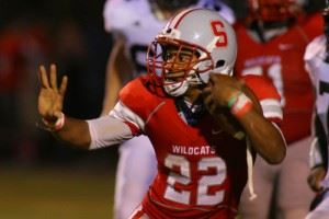 Calvin Figueroa led a strong and balanced Saks ground game with 241 yards on 28 carries Friday night. (Photo by Greg McWilliams)