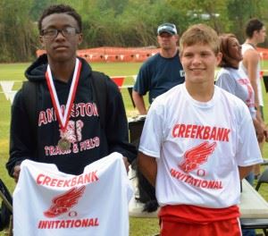 Ohatchee's Jimmy Wilson (R) and Anniston's Zebadee Lunsford are expected to be among the favorites at the Calhoun County Cross Country Meet after going 1-2 Saturday at Oxford Lake.