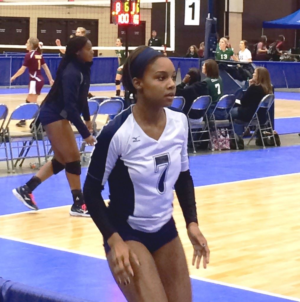 Jacksonville outside hitter Blessing Dunn warms up before Saturday's Class 4A North Super Regional final against Danville.