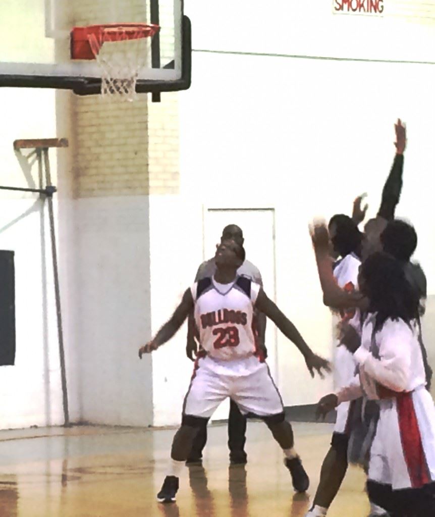 Anniston's DeQuan Ross establishes his ground and awaits any eventuality in Tuesday's game with Sylacauga.