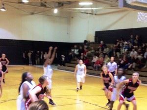 Wellborn's Dymond Myles shoots a free throw in the John Adcock Gym Thursday night. (Photo by Brant Locklier)