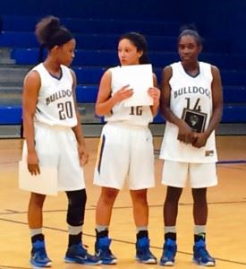 Tournament MVP Bre Green (R) is joined by Piedmont teammates Riesha Thompson (20) and Breanna Brazier on the all-tournament team.