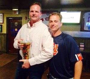 Gary Wigington (L) is presented his third straight Calhoun County Player of the Year award by the CCGT's Jeremy McGatha.