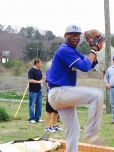 White Plains left-hander Kevin Carr warms up in the bullpen prior to his second-game start against Saks.