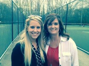 Oxford tennis coaches Hayley Loeken (L) and Kim Bolton. Loeken is in her first season with the Jackets' boys; Bolton coaches the Jackets' girls. (Photo by Brant Locklier)