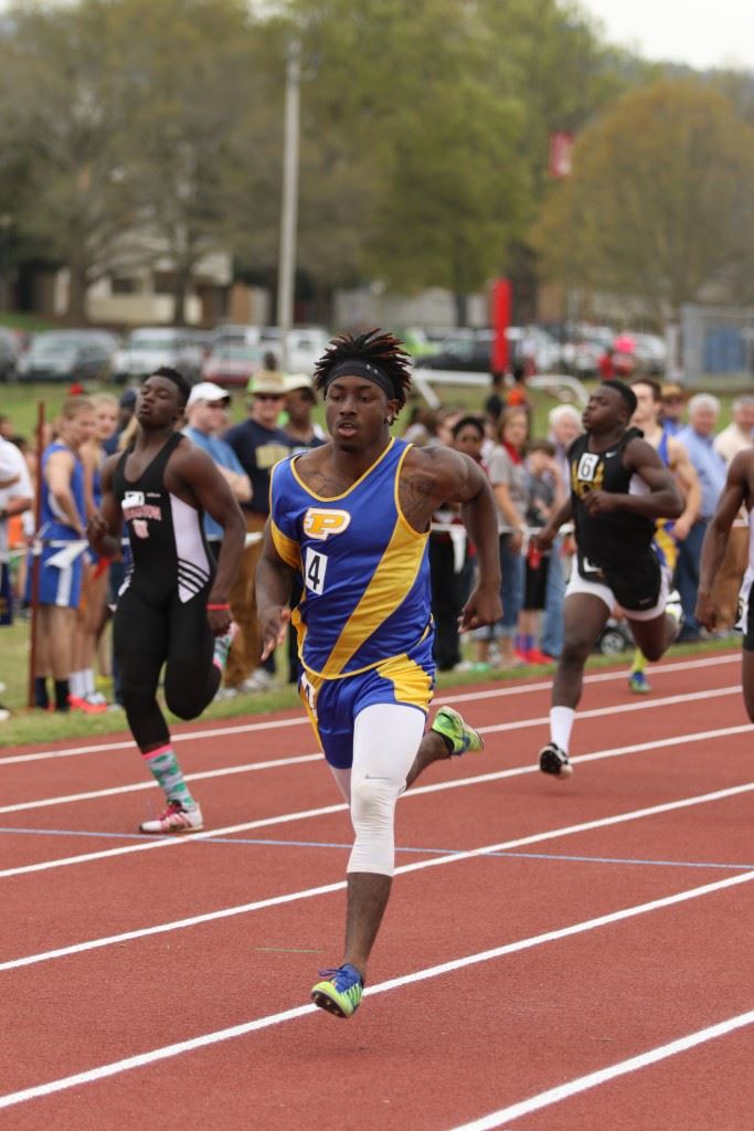 Piedmont's C.J. Savage races to the wire for one of his two sprints wins Tuesday. (Photos by Kristen Stringer/Krisp Pics Photography).