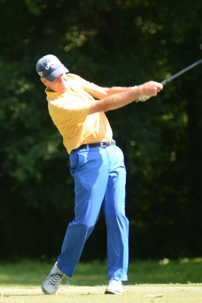 Danny Edwards carries a three-shot lead into Thursday's final round of the Oxford Senior Open. (All photos by B.J. Franklin)