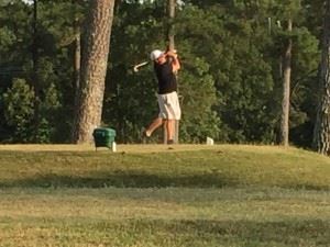 Adam Lawrence hits his tee shot on 17 in the Dub Ellis Invitational to 10 feet.