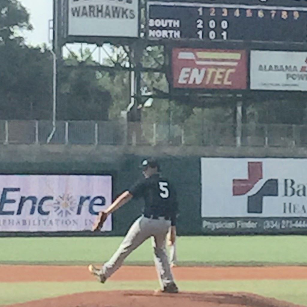 Alexandria right-hander Cody Dodd throws a pitch to the first batter he faces in the North-South All-Star Game in July.