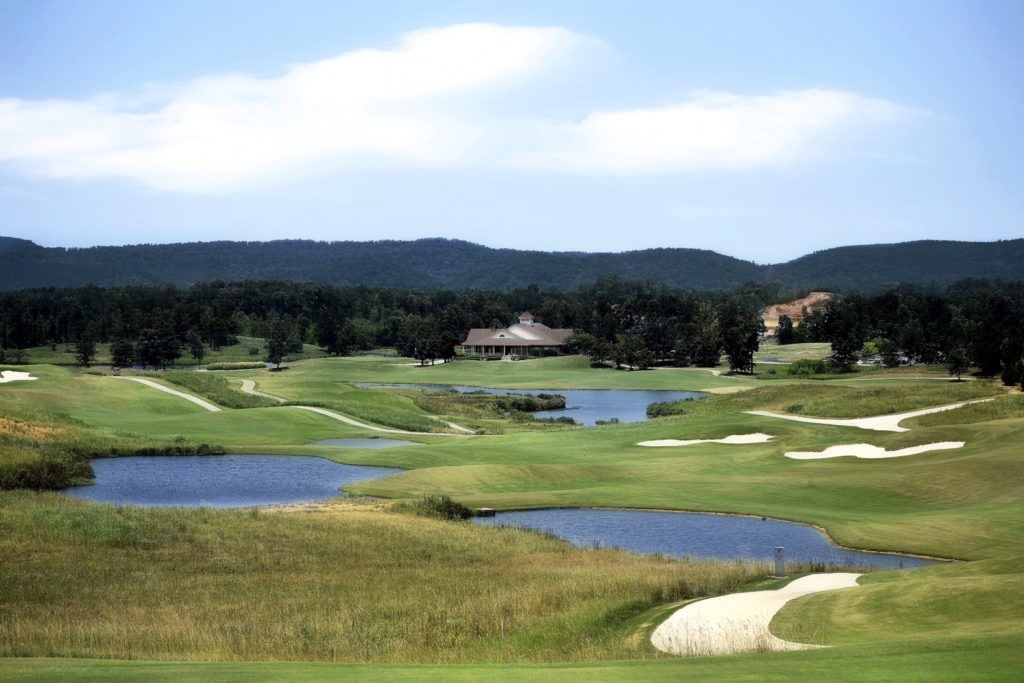 Here is the view that awaits players on the tee at Heartbreaker No. 7, a potential eagle hole in the scramble format at Silver Lakes. On the cover and below, the green of Heartbreaker 9. (Photo by Sandra Howell)