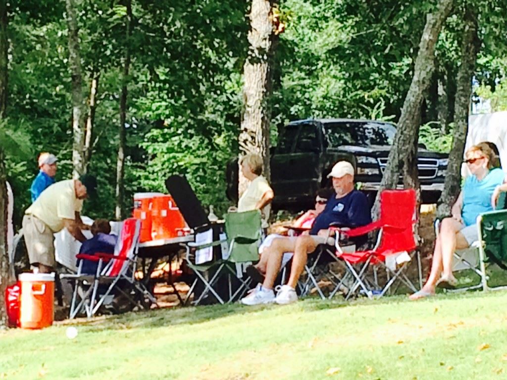 A nice-sized gallery gathered behind the No. 2 green to enjoy the action in the Buddy Moore Charity Classic.