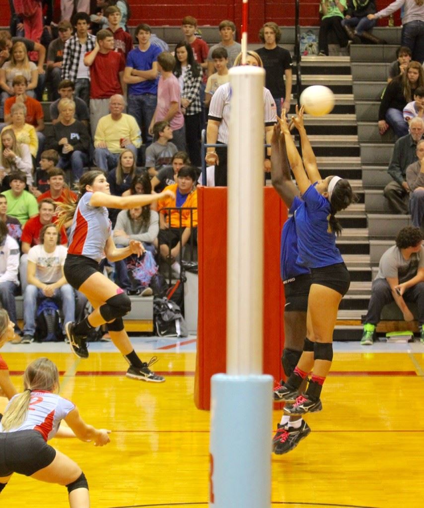 Alisa St. John puts one away in Pleasant Valley's area semifinals victory over Piedmont. (Photo by Krista Walker)