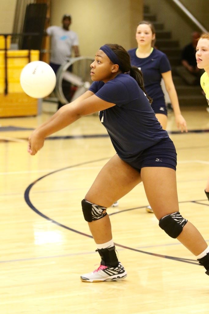 Jacksonville's Aniyah Robinson was overpowering at times Tuesday night. She had 12 of her tournament 23 kills and four aces in the championship match. (Photos by Kristen Stringer/Krisp Pics Photography)