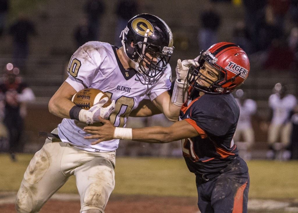 Glencoe's Pace Ozmint (10) tries to stave off Cleburne County defender Json Henson during Friday night's game. (Photo by Jonathan Fordham)