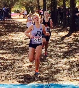 Alexandria's Abby Nunnelly tries to chase down Randolph's Zoe Evans in a contentious close for second in the Class 5A girls race.