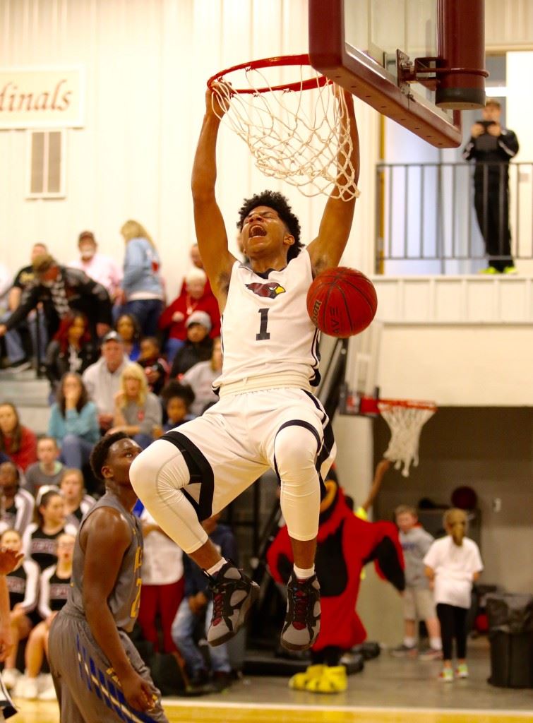 Here's the best shot yet of another monster dunk by Sacred Heart's Diante Wood (Photo by Kristen Stringer/Krisp Pics Photography)