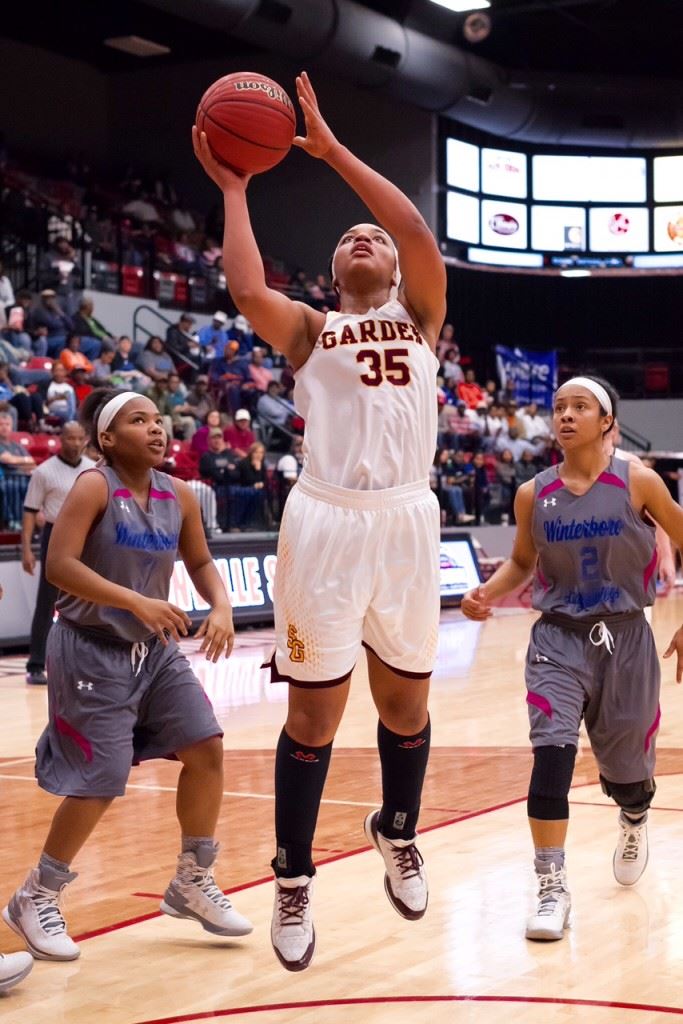 Spring Garden's Tykeah Rogers was named MVP of the girls Class 1A Northeast Regional after going for 14 points and 14 rebounds against Winterboro. (Photos by Stephen Miller)