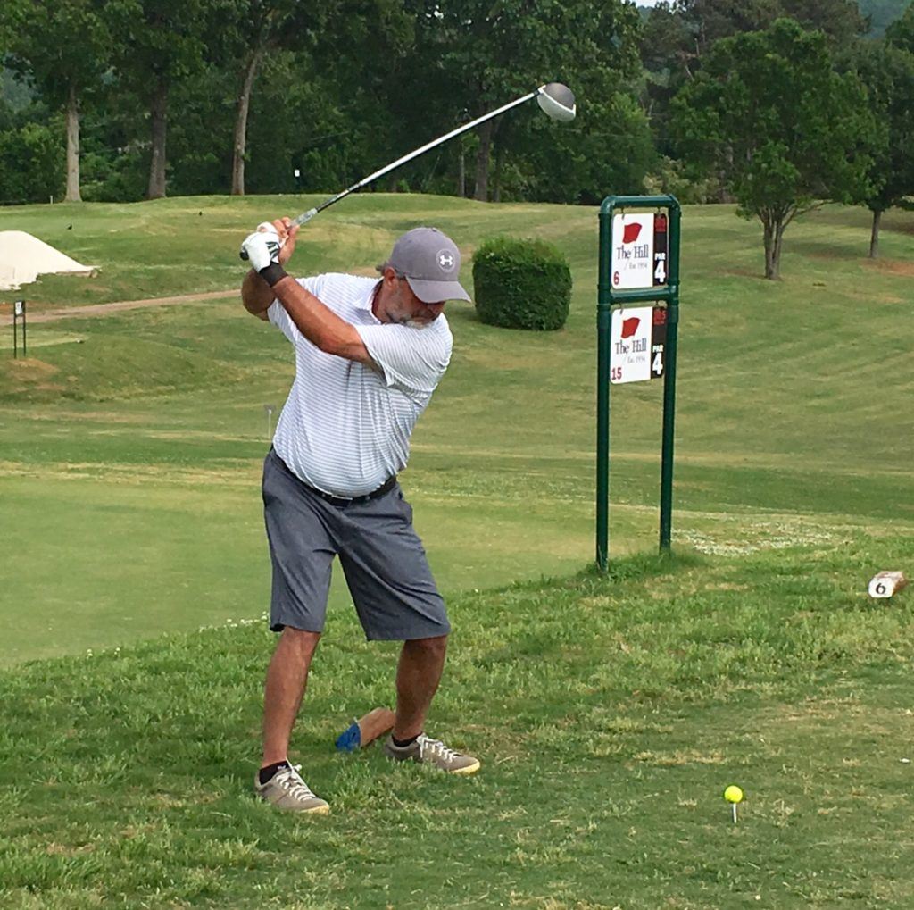 Gary Wilborn moves into his drive on the 6/15 tee at Anniston Municipal Golf Course.