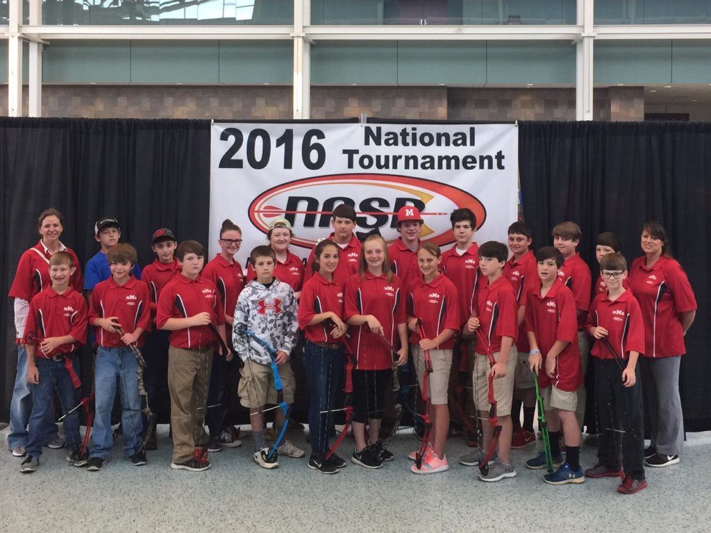 Munford Middle's Taylor Darby (fourth from right, front row) finished in the top 10 among sixth-grade girls at archery nationals. 