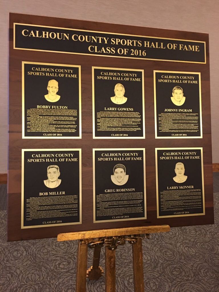 Six new members were enshrined into the Calhoun County Sports Hall of Fame Saturday night. (Cover photo by Ken Grissom)