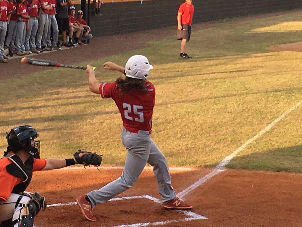 Ohatchee junior Jaylon Jenkins used his strong arms and hands to rip the first pitch he saw against Alexandria Tuesday night down the left field line for an RBI double. 