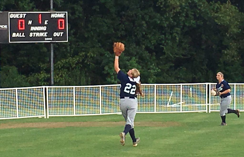 Oxford's Rylee Waldrep, shagging flies in pregame warmups, pitched the final two innings of the nightcap to secure the North's sweep.