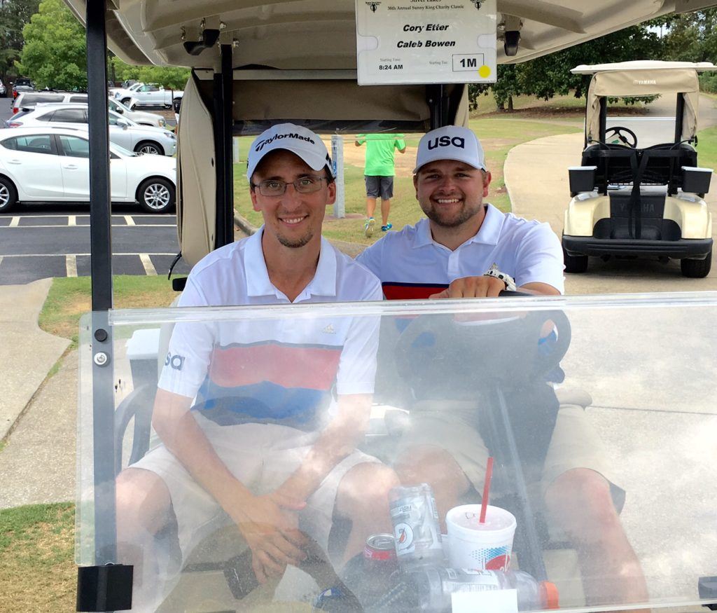 Riding the confidence of their County Two-Man title here earlier this year, Cory Etter (L) and Caleb Bowen were among four teams that shot 58 Friday at Silver Lakes.