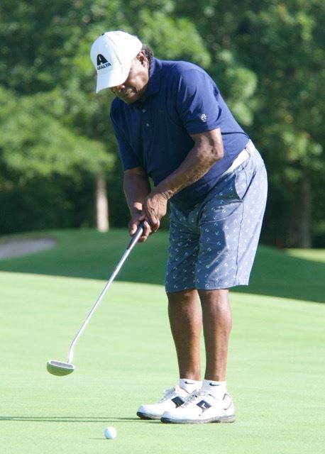 Jimmy Jackson looks for a putt to drop during his round at Cider Ridge. 
