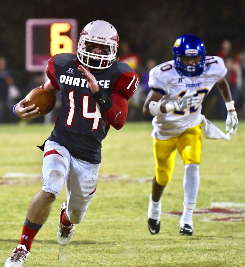 Quarterback Taylor Eubanks (14) was Ohatchee's big offensive weapon Friday night. He rushed for 160 yards, two long touchdowns and threw two TD passes. 