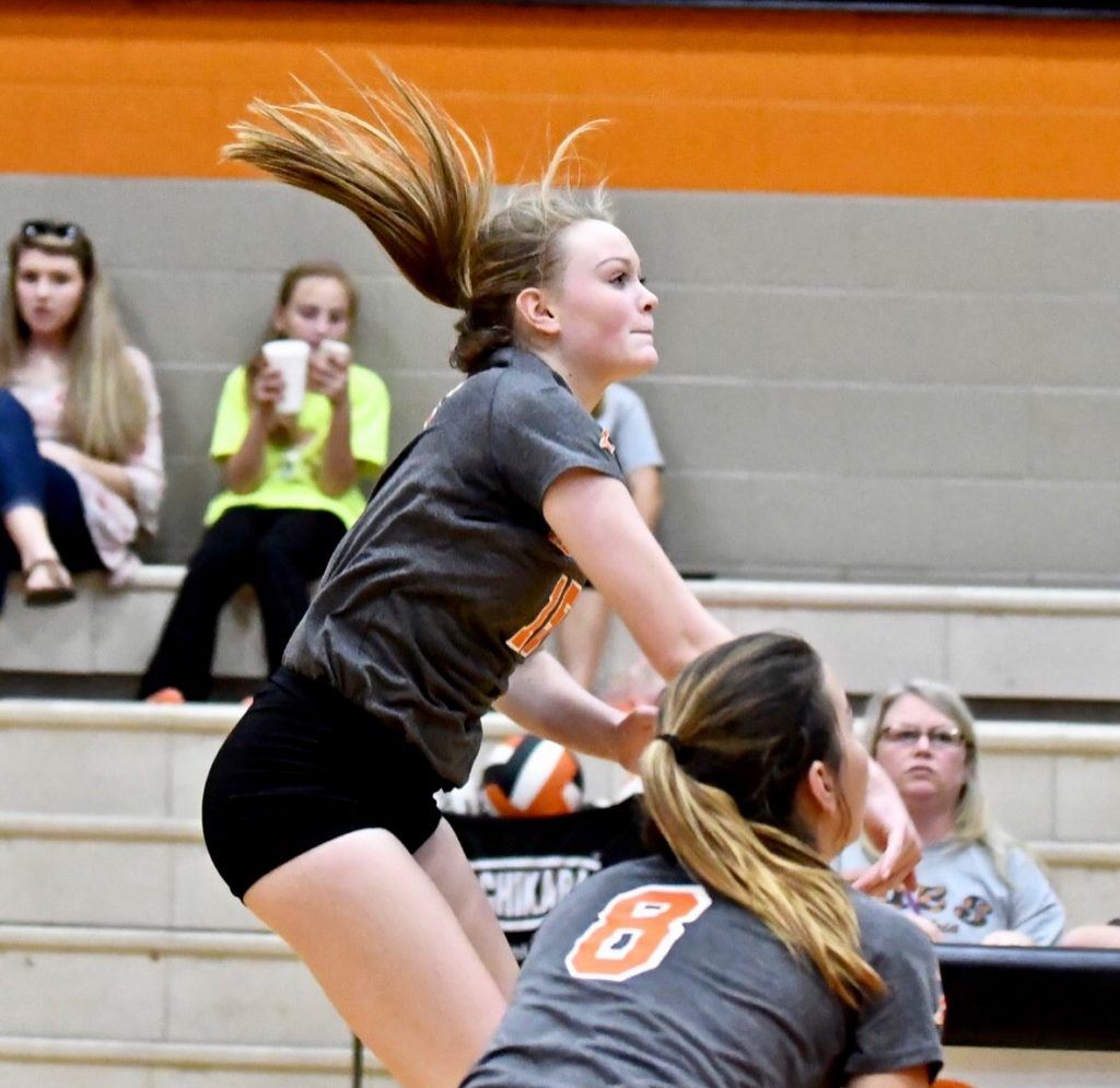 Alexandria's Taylor Spradley was named the tournament MVP after scoring 18 kills, 11 in the championship match, and eight blocks. On the cover, the Lady Cubs celebrate their title. (Photos by B.J. Franklin/GungHo Photos)