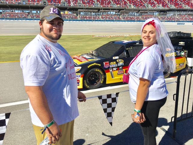 Kody and Danae Bray came all the way from Cincinnati to get married in the Talladega infield.