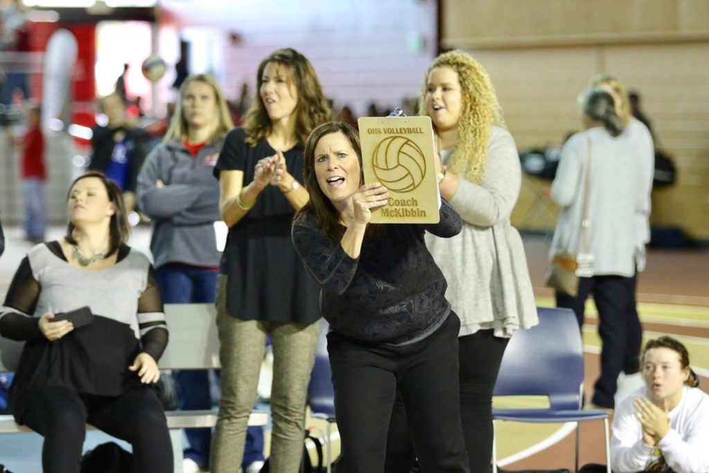 Oxford coach Wendy McKibbin gives her team instructions from the bench during its match with Spanish Fort. (All photos by Kristen Stringer/Krisp Pics Photography) 