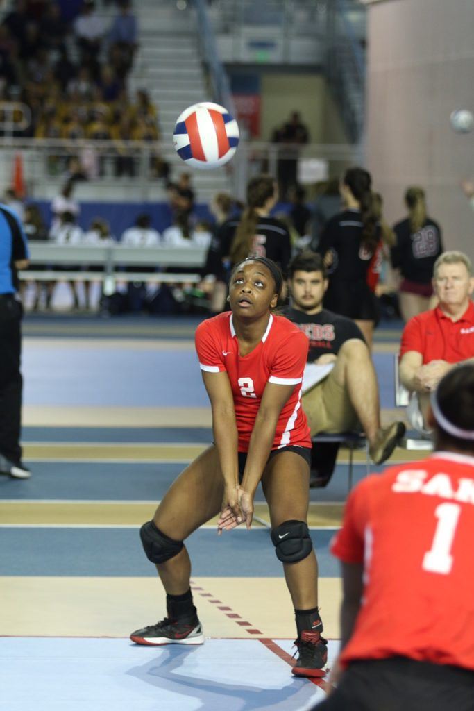 Saks' Maiya Northard plays a ball during her match with Jacksonville.