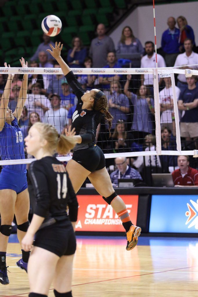 Catelynn Howell (00) had four kills in the title match. She had 17 in the quarterfinals.