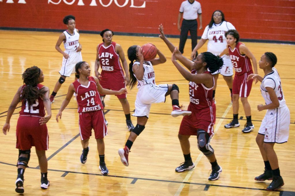 Anniston's Carlina Welch flies through the entire Sylacauga defense on her way to the basket Tuesday night. (Photo by B.J. Franklin/GungHo Photos)