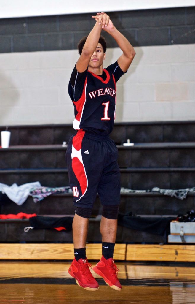 Maurice Goodman hit the game-winning shot in Weaver's 74-73 area win over Wellborn Tuesday night. (Photos by B.J. Franklin/GungHo Photos)