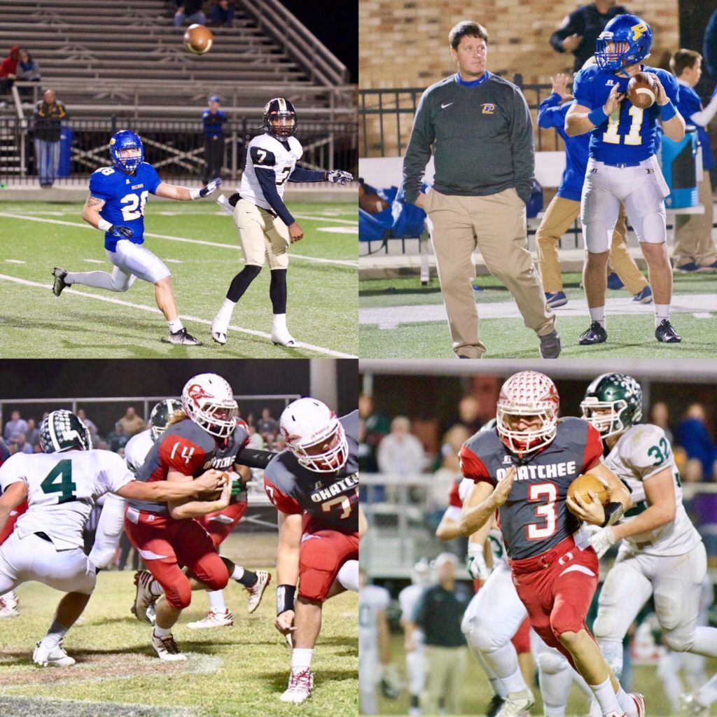 Here are the major award winners from Class 3A Region 5 (clockwise from left): Austin Brazier (28), Steve Smith and Taylor Hayes (11), Austin Tucker (3) and Taylor Eubanks (14). (Photos by B.J. Franklin/GungHo Photos)