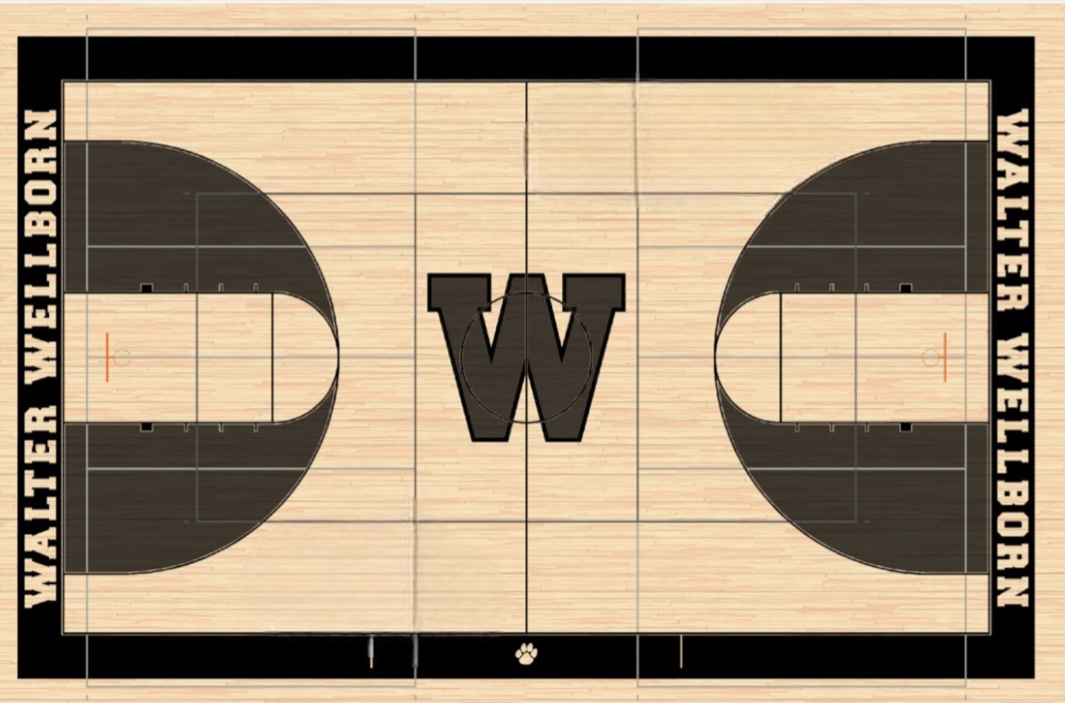 Here is a rendering of the new basketball floor at Wellborn.