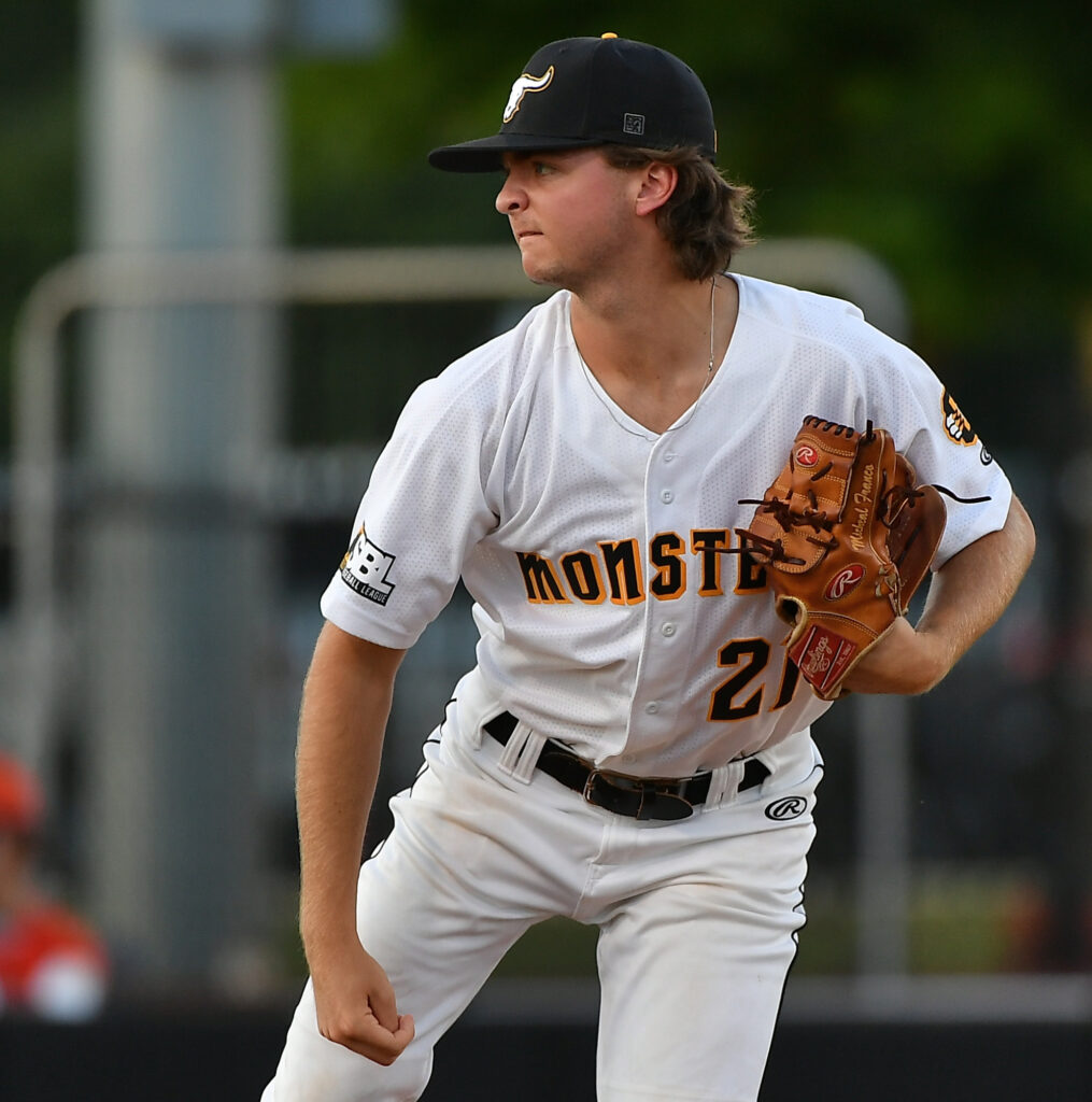 A.J. Jarrell returned to his college mound Wednesday night and helped the Choccolocco Monsters win another road game in the Sunbelt Baseball League. (Photo by B.J. Franklin/GungHo Photos)