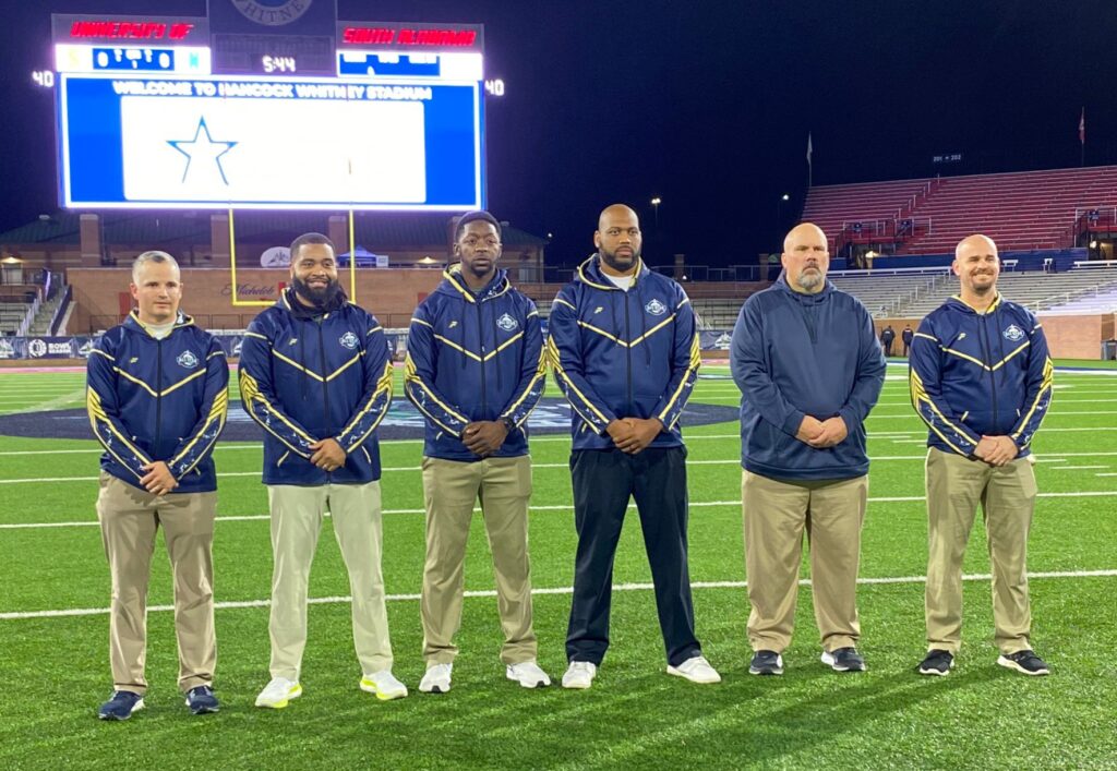 Rico Jackson (second from left) coached in the Alabama North-South All-Star Game after the 2022 season. He also coached Aliceville to the 2016 state final after the team lost a player in an automobile accident. (Submitted photo)
