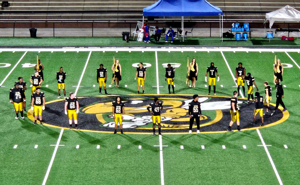 Oxford’s senior football players were honored before the Yellow Jackets’ victory over Center Point on Friday. (Photo by Joe Medley)