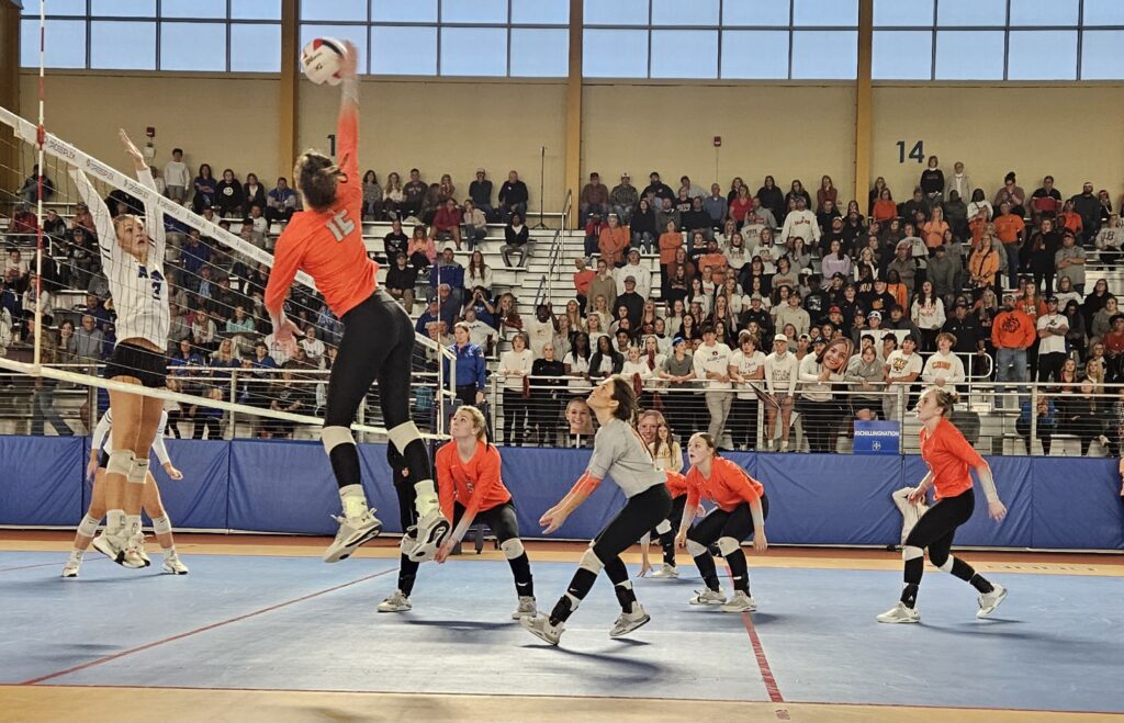 Alexandria’s Eryn Spradley hits against Arab in Tuesday’s Class 5A semifinals at Birmingham CrossPlex. (Photo by Joe Medley)