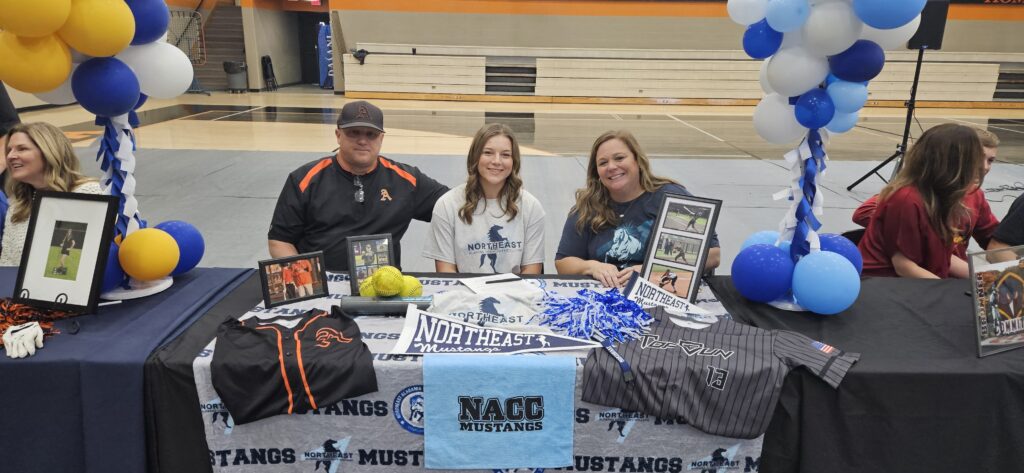 Alexandria softball player Christian Hess signed Wednesday to play for Northeast Alabama Community College. (Photo by Joe Medley)