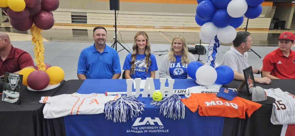 Alexandria softball play Jill Cockrell signed Wednesday to play for Alabama-Huntsville. (Photo by Joe Medley)