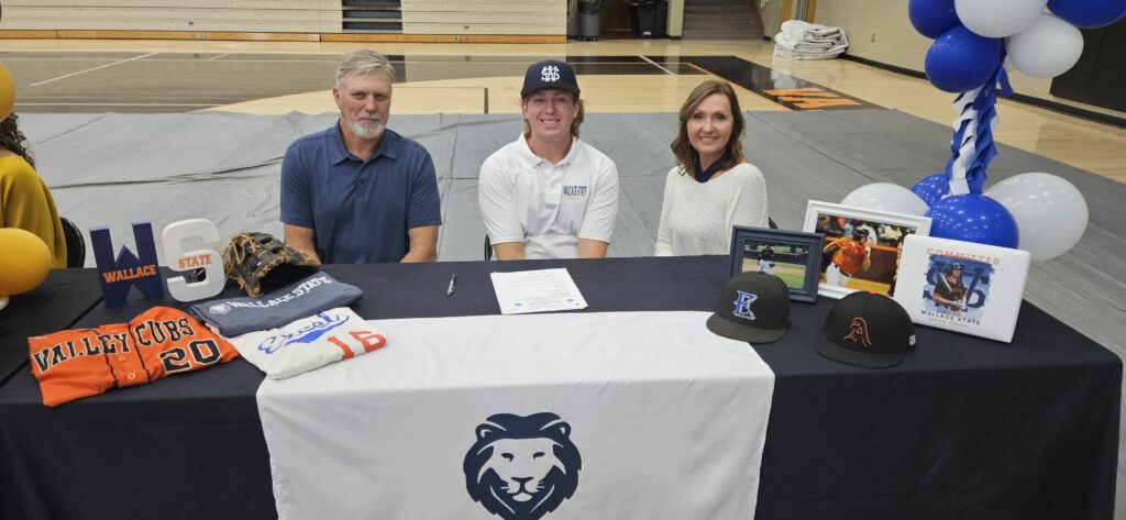 Alexandria baseball player Samuel Henegar signed Wednesday to play for Wallace State Community College. (Photo by Joe Medley)