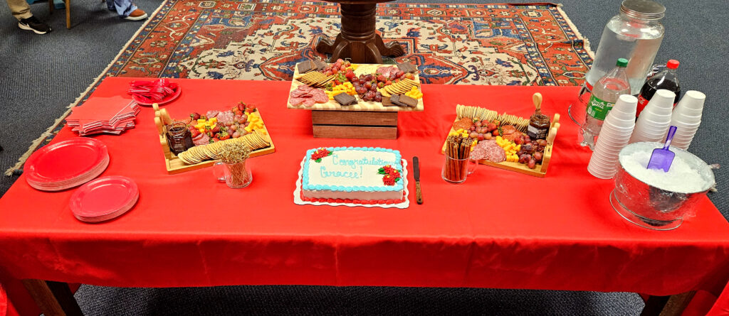 The spread for Gracee Ward’s commitment ceremony Thursday. (Photo by Joe Medley)