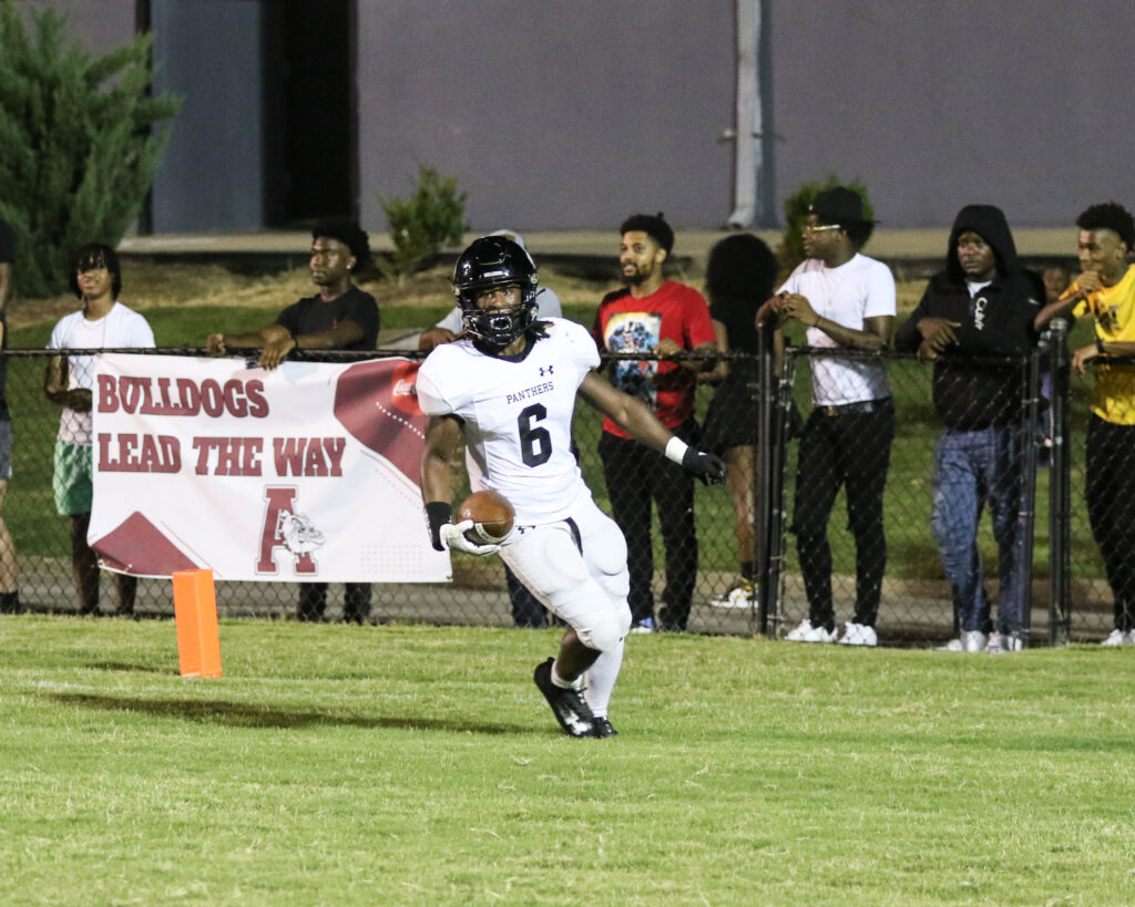 Wellborn running back Jabari Williams, shown after scoring a touchdown at Anniston, is the 2023 East Alabama Sports Today Class 1A-3A All-Calhoun County football player of the year. He rushed for 1,642 yards and 16 touchdowns. (Photo by Greg Warren/For East Alabama Sports Today)