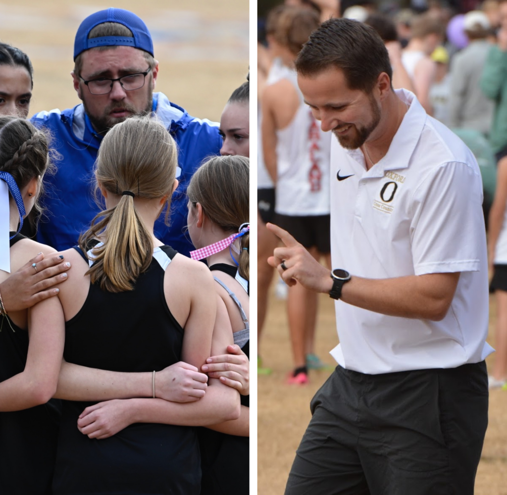 White Plains’ Chase Cotton (left) and Oxford’s Landon Delozier are the 2023 East Alabama Sports Today All-Calhoun County coaches of the year for girls’ and boys’ cross country, respectively. Cotton coached White Plains’ girls to Calhoun County and sectional titles and runner-up finish at state, and Maddyn Conn repeated as the Class 4A individual champions. White Plains’ boys also finished third at state. Delozier’s Oxford boys repeated as Calhoun County champions despite losing its top three 2022 finishers to graduation. (Submitted photos)