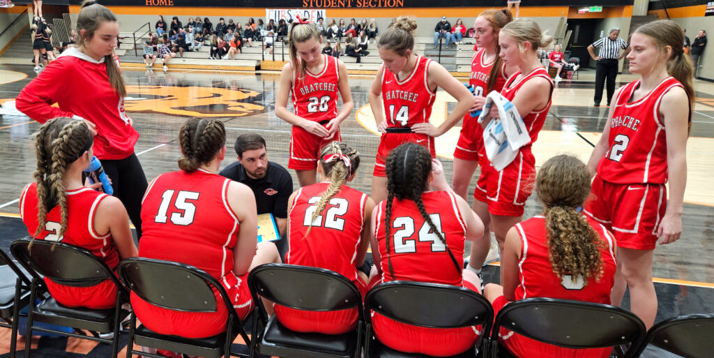 First-year Ohatchee coach Aaron Jackson talks during a timeout Friday at Alexandria. (Photo by Joe Medley)